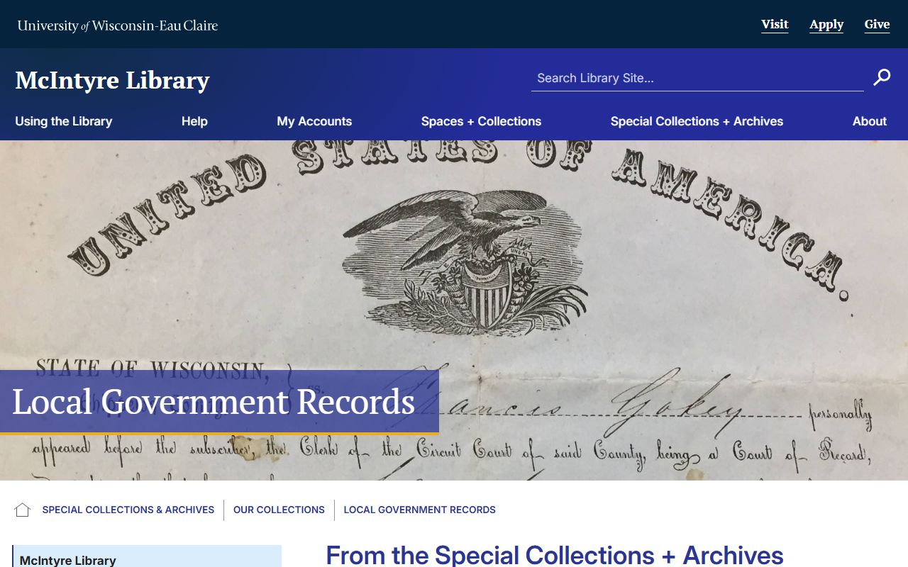 Eau Claire genealogy records at the UW-Eau Claire Archives