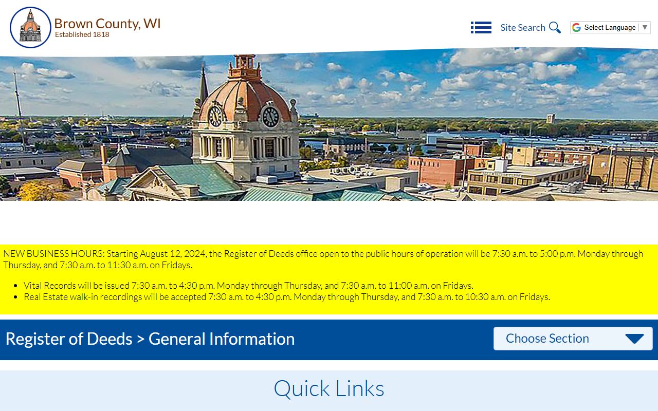 Brown County genealogy records at the Register of Deeds