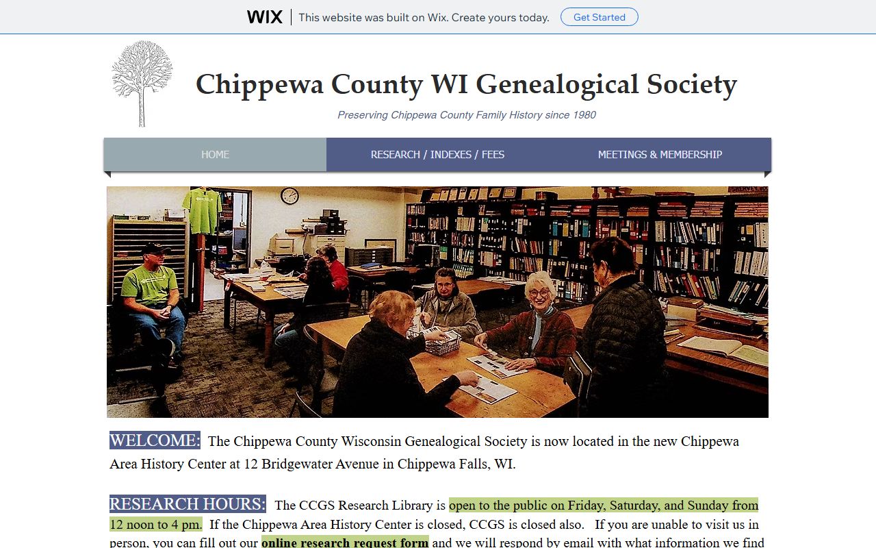 Chippewa County genealogy records at the genealogical society