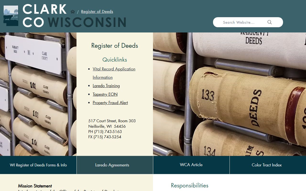 Clark County genealogy records at the Register of Deeds
