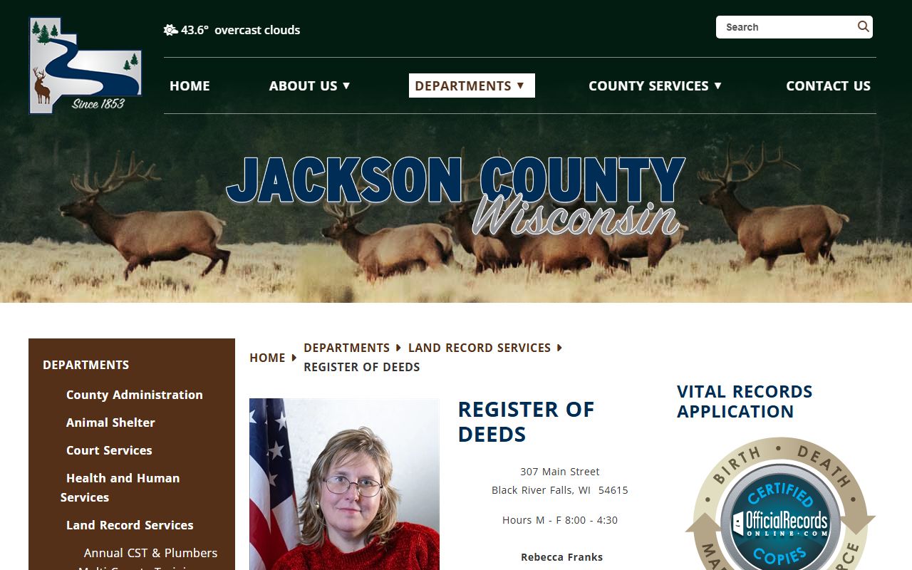 Jackson County genealogy records at the Register of Deeds