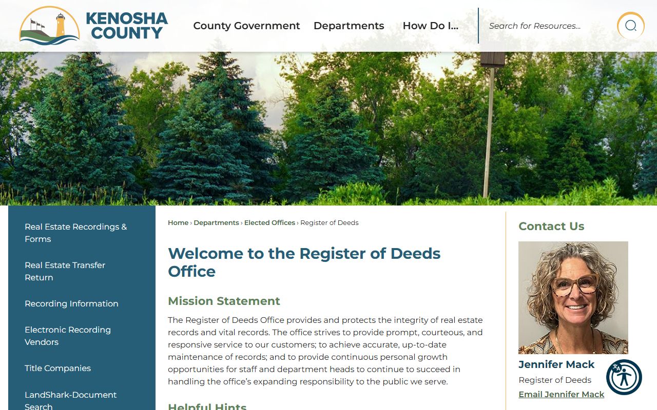 Kenosha County genealogy records at the Register of Deeds