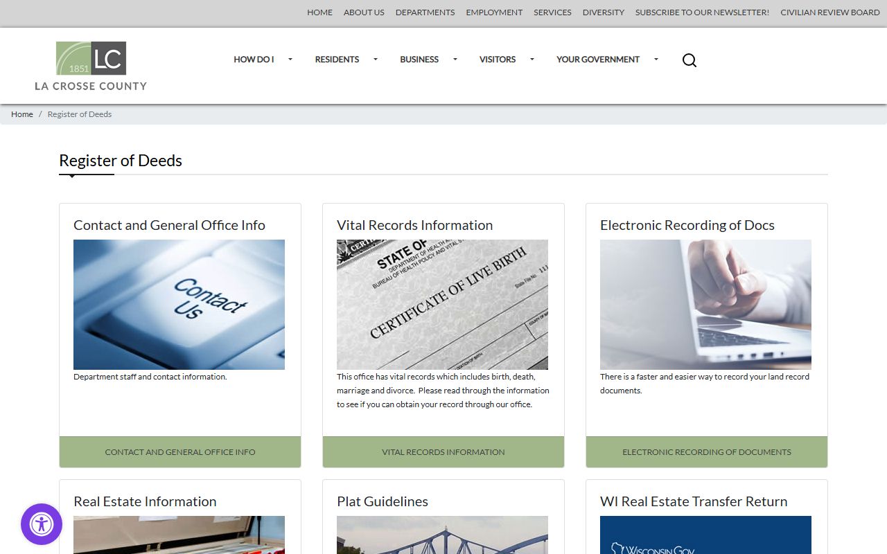 La Crosse County genealogy records at the Register of Deeds