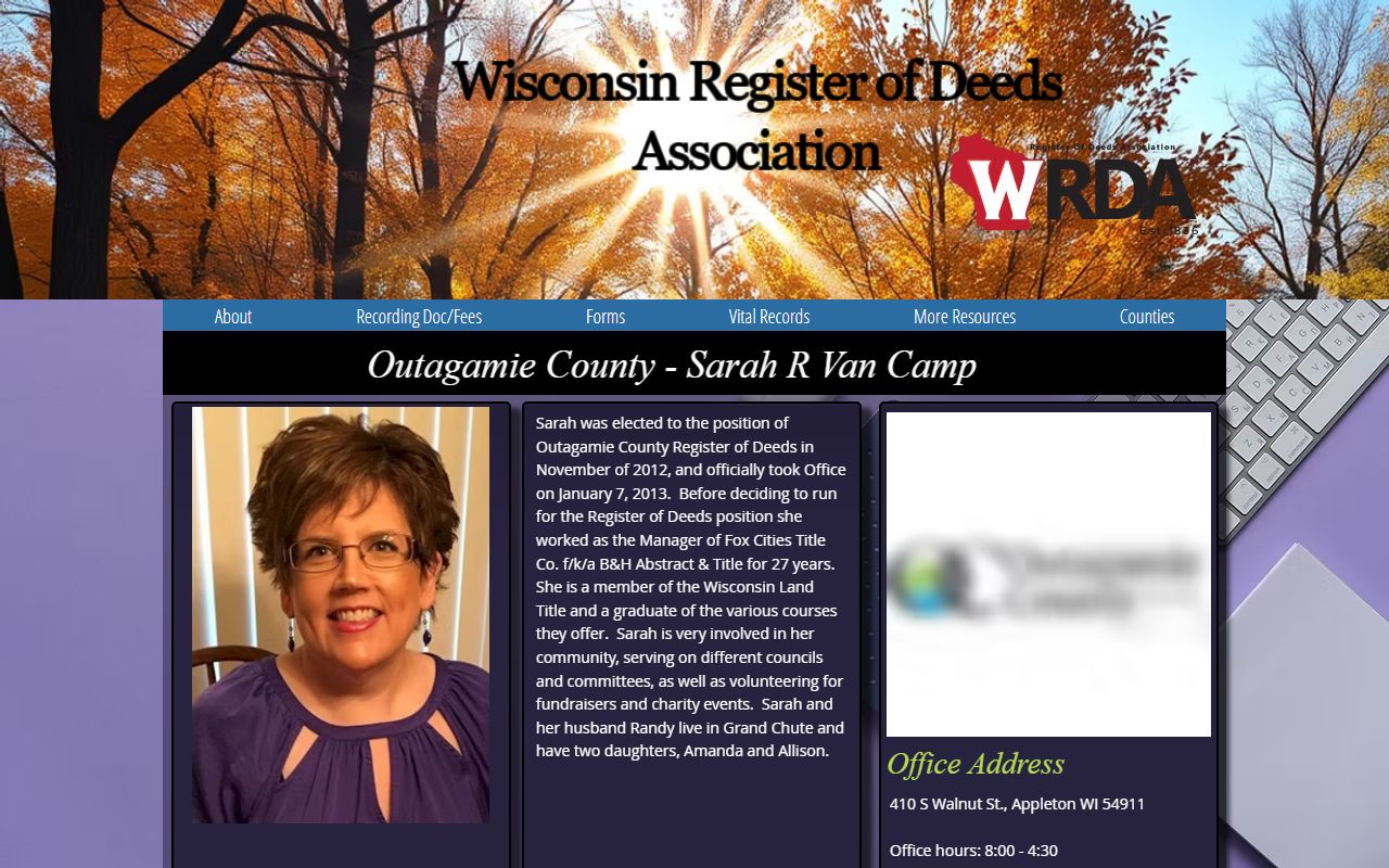 Outagamie County genealogy records in the WRDA profile