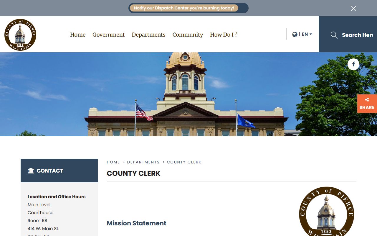 Pierce County genealogy records at the County Clerk