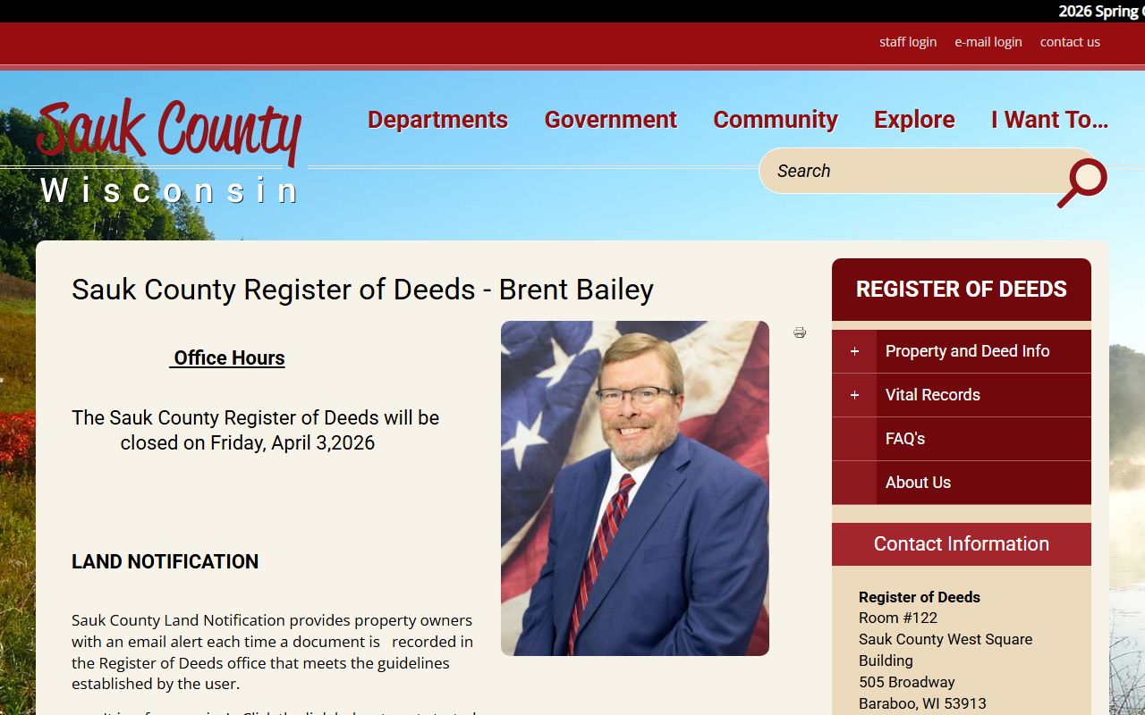 Sauk County genealogy records at the Register of Deeds