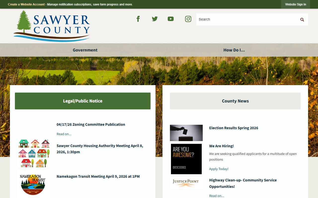 Sawyer County genealogy records at the Register of Deeds