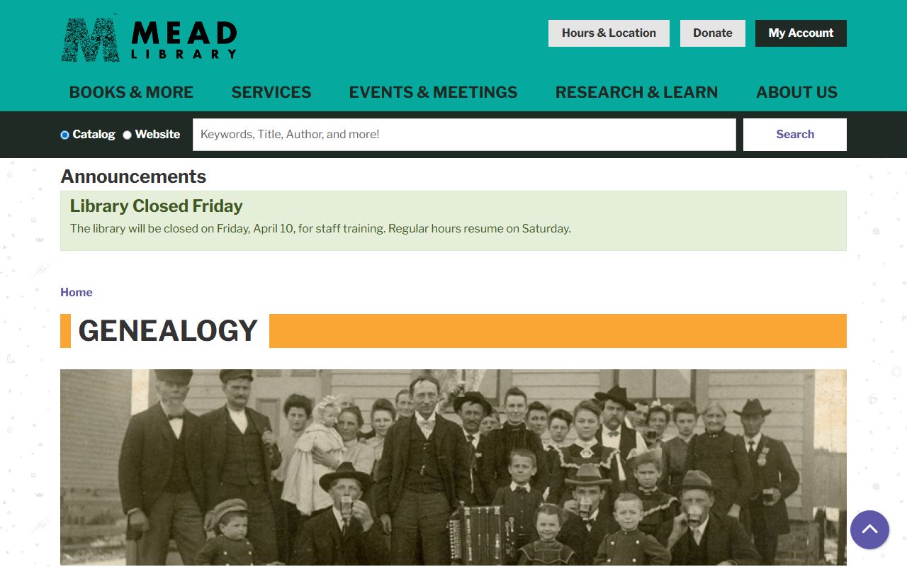 Sheboygan genealogy records at Mead Public Library