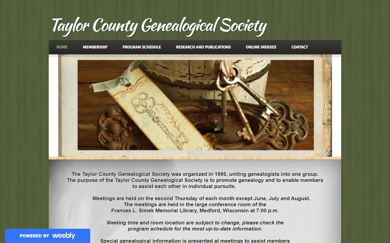 Taylor County genealogy records at the Taylor County Genealogical Society
